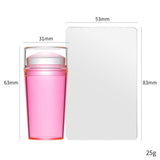 Maxbell Nail Art Stamper Head with Scraper Soft Head Silicone Manicure DIY Pink