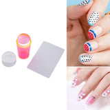 Maxbell Nail Art Stamper Head with Scraper Soft Head Silicone Manicure DIY Pink