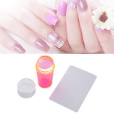 Maxbell Nail Art Stamper Head with Scraper Soft Head Silicone Manicure DIY Pink