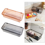 Maxbell Makeup Brush Box Stackable Plastic Portable for Jewelry Makeup Brushes Brown