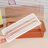 Maxbell Makeup Brush Box Stackable Plastic Portable for Jewelry Makeup Brushes Brown
