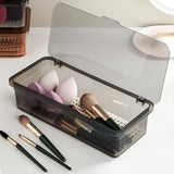 Maxbell Makeup Brush Box Stackable Plastic Portable for Jewelry Makeup Brushes Gray