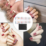 Maxbell 24 Pieces Fake Nails with Double-Sided Tape for Beauty Salon White theme