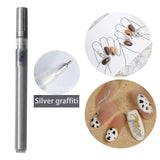 Maxbell Nail Art Graffiti Pen Fast Drying for DIY Painting Nail Supplies Thin Line Silver
