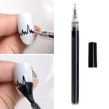 Maxbell Nail Art Graffiti Pen Fast Drying for DIY Painting Nail Supplies Thin Line Black