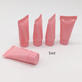 Maxbell 100Pcs Empty Soft Tubes Bottle 5ml with Caps for Makeup Cream pink