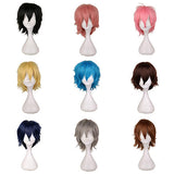 Maxbell Cosplay Short Wig Heat Resistant Spiky for Costume Men Cosplayer Blue
