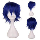 Maxbell Cosplay Short Wig Heat Resistant Spiky for Costume Men Cosplayer Blue