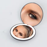 Maxbell LED Travel Makeup Mirror Portable Handheld Round for Handbag Purse Women Black 10x Magnifying