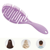 Maxbell Hair Brush S Shape Durable Massage Styling Tool for Wet Hair Dry Hair Men Purple