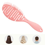 Maxbell Hair Brush S Shape Durable Massage Styling Tool for Wet Hair Dry Hair Men Pink