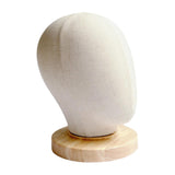 Maxbell Linen Manikin Head Wigs Display Stand Model with Wooden Base Practical