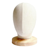 Maxbell Linen Manikin Head Wigs Display Stand Model with Wooden Base Practical