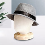 Maxbell Linen Manikin Head Wigs Display Stand Model with Wooden Base Practical