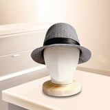 Maxbell Linen Manikin Head Wigs Display Stand Model with Wooden Base Practical