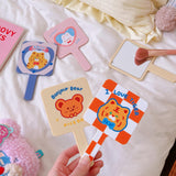 Maxbell Compact Handheld Mirror Single Sided Square Gift for Women Girls Orange