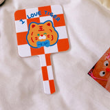 Maxbell Compact Handheld Mirror Single Sided Square Gift for Women Girls Orange