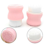 Maxbell Manual Face Washing Brush Soft Bristle and Exfoliating Silicone Pad Pink