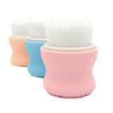 Maxbell Manual Face Washing Brush Soft Bristle and Exfoliating Silicone Pad Pink