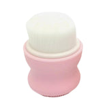 Maxbell Manual Face Washing Brush Soft Bristle and Exfoliating Silicone Pad Pink