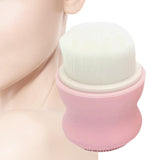 Maxbell Manual Face Washing Brush Soft Bristle and Exfoliating Silicone Pad Pink
