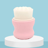 Maxbell Manual Face Washing Brush Soft Bristle and Exfoliating Silicone Pad Pink