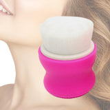 Maxbell Manual Face Washing Brush Soft Bristle and Exfoliating Silicone Pad Rose Red
