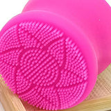 Maxbell Manual Face Washing Brush Soft Bristle and Exfoliating Silicone Pad Rose Red