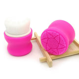 Maxbell Manual Face Washing Brush Soft Bristle and Exfoliating Silicone Pad Rose Red