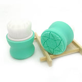 Maxbell Manual Face Washing Brush Soft Bristle and Exfoliating Silicone Pad Green
