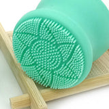 Maxbell Manual Face Washing Brush Soft Bristle and Exfoliating Silicone Pad Green