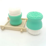 Maxbell Manual Face Washing Brush Soft Bristle and Exfoliating Silicone Pad Green