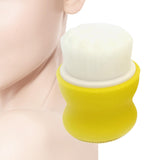 Maxbell Manual Face Washing Brush Soft Bristle and Exfoliating Silicone Pad Yellow
