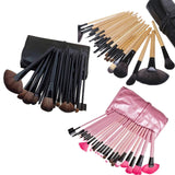 Maxbell Makeup Brush Sets with Roller Bag Shadows Brush Powder Brush for Women Gifts Pink