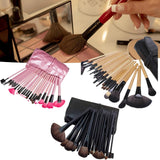 Maxbell Makeup Brush Sets with Roller Bag Shadows Brush Powder Brush for Women Gifts Pink