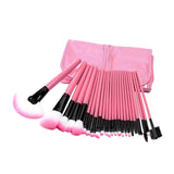 Maxbell Makeup Brush Sets with Roller Bag Shadows Brush Powder Brush for Women Gifts Pink