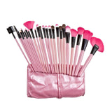 Maxbell Makeup Brush Sets with Roller Bag Shadows Brush Powder Brush for Women Gifts Pink