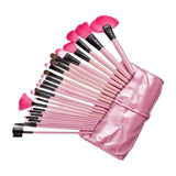 Maxbell Makeup Brush Sets with Roller Bag Shadows Brush Powder Brush for Women Gifts Pink