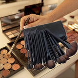 Maxbell Makeup Brush Sets with Roller Bag Shadows Brush Powder Brush for Women Gifts Black