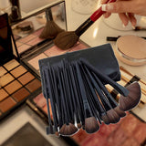 Maxbell Makeup Brush Sets with Roller Bag Shadows Brush Powder Brush for Women Gifts Black
