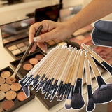 Maxbell Makeup Brush Sets with Roller Bag Shadows Brush Powder Brush for Women Gifts Natural