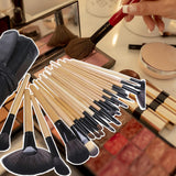 Maxbell Makeup Brush Sets with Roller Bag Shadows Brush Powder Brush for Women Gifts Natural