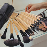 Maxbell Makeup Brush Sets with Roller Bag Shadows Brush Powder Brush for Women Gifts Natural