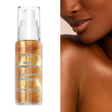 Maxbell Body Shimmer Oil Multipleuse Moisturizing Glitter Waterproof for Make up 30G Golden