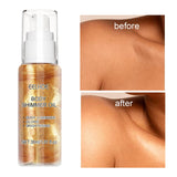 Maxbell Body Shimmer Oil Multipleuse Moisturizing Glitter Waterproof for Make up 30G Golden