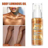 Maxbell Body Shimmer Oil Multipleuse Moisturizing Glitter Waterproof for Make up 30G Golden
