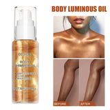 Maxbell Body Shimmer Oil Multipleuse Moisturizing Glitter Waterproof for Make up 30G Golden
