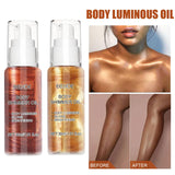 Maxbell Body Shimmer Oil Multipleuse Moisturizing Glitter Waterproof for Make up 30G Golden