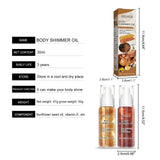 Maxbell Body Shimmer Oil Multipleuse Moisturizing Glitter Waterproof for Make up 30G Golden