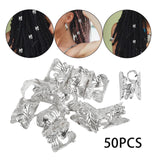 Maxbell 50x Dreadlocks Beads Hair Braiding Rings Clips Alloy for Pendants Women Men Silver